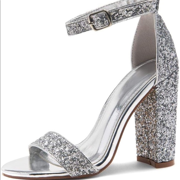 Glitter Open Toe Ankle Strap Sandal - Picture 1 of 8